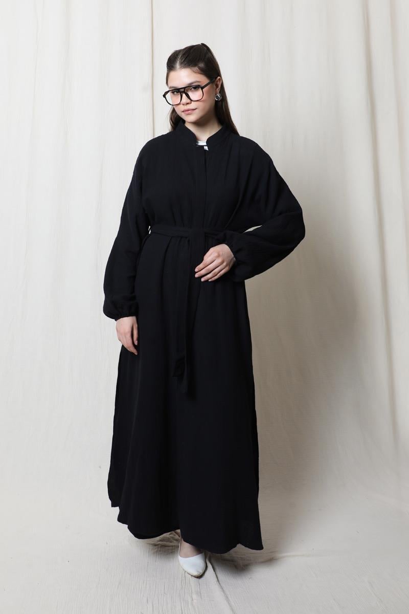 Müslin Abaya Takım Siyah