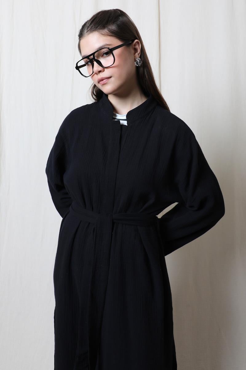 Müslin Abaya Takım Siyah