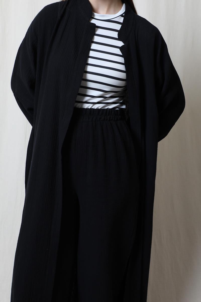 Müslin Abaya Takım Siyah