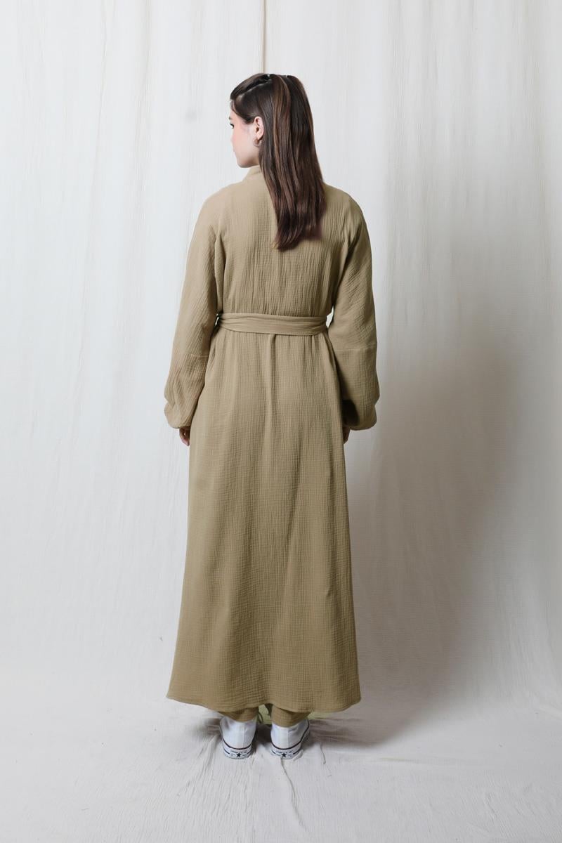 Müslin Abaya Takım Vizon