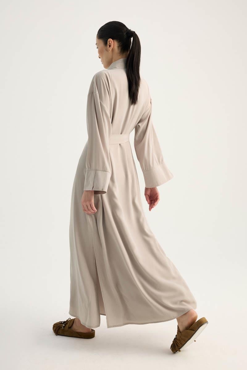 Nervür Detaylı Abaya Takım Taş