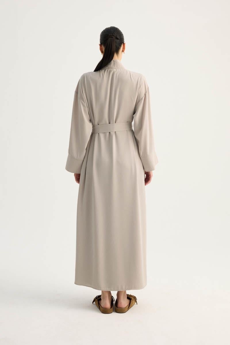 Nervür Detaylı Abaya Takım Taş