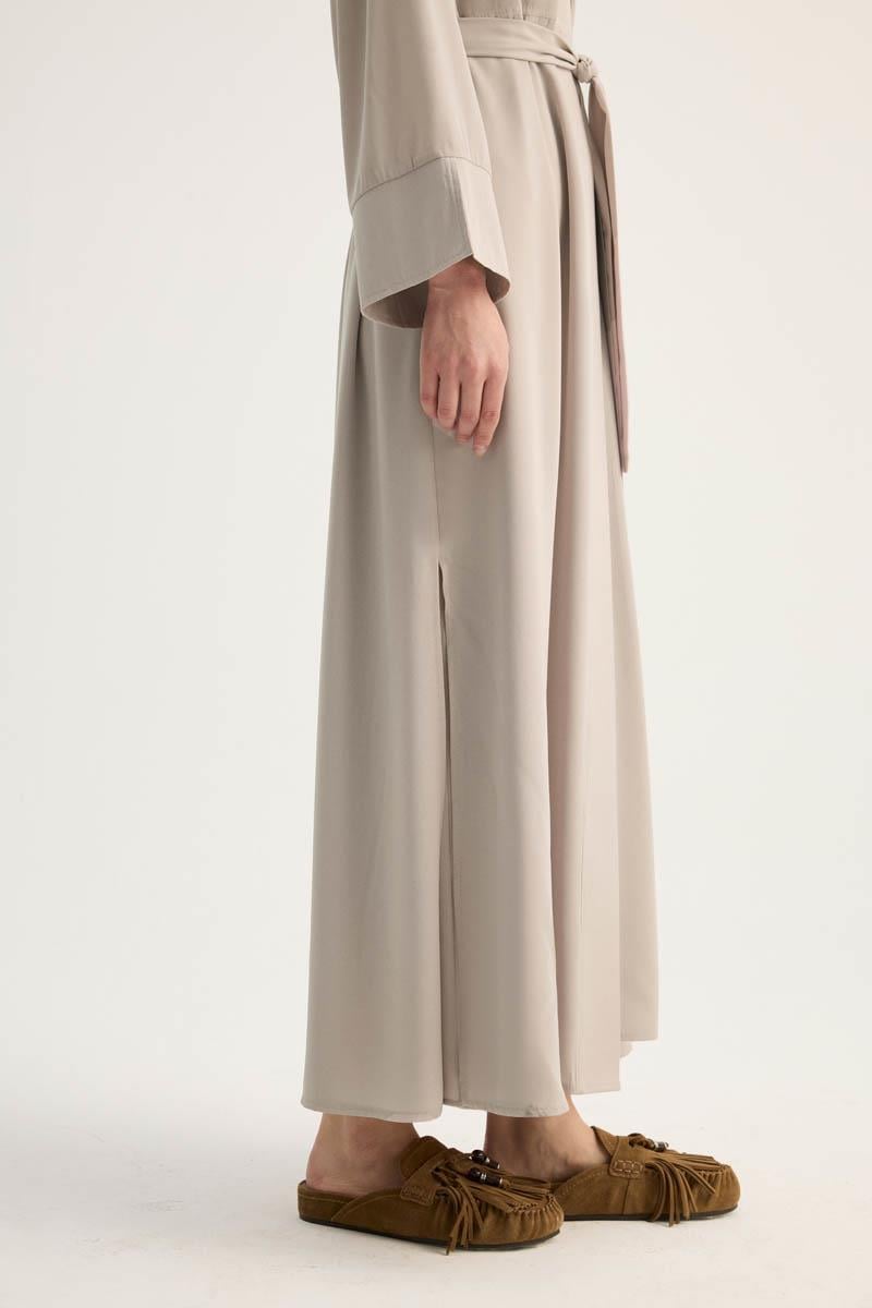 Nervür Detaylı Abaya Takım Taş