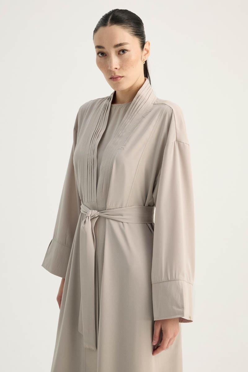 Nervür Detaylı Abaya Takım Taş