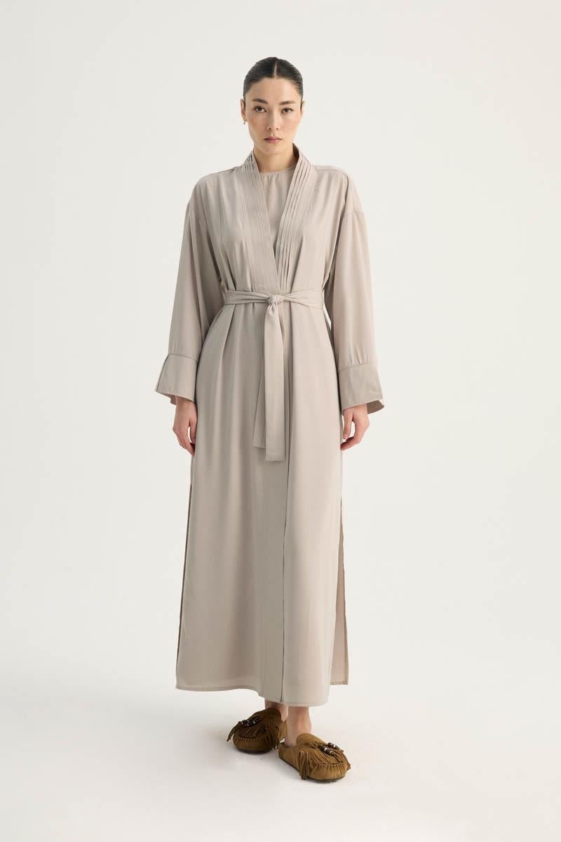 Nervür Detaylı Abaya Takım Taş