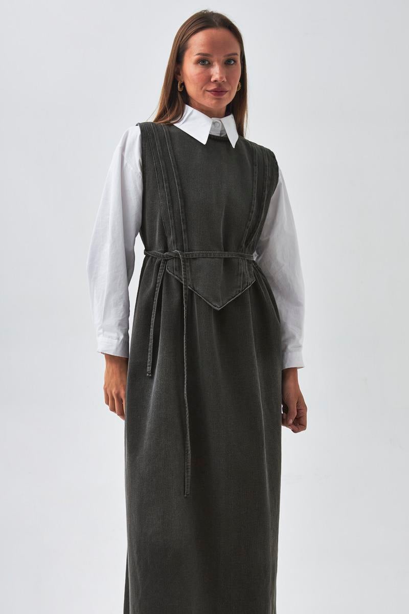 Nervürlü Denim Jile Siyah