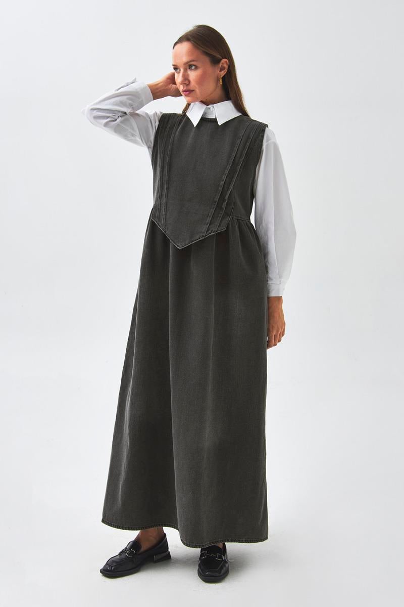 Nervürlü Denim Jile Siyah