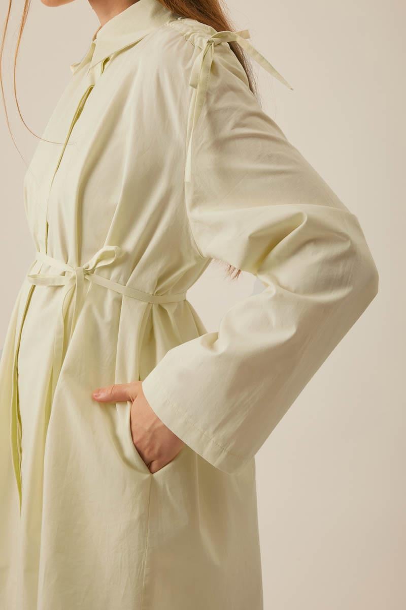 Omuzu Büzgü Detaylı Pantolon Takım Tereyağı Sarısı