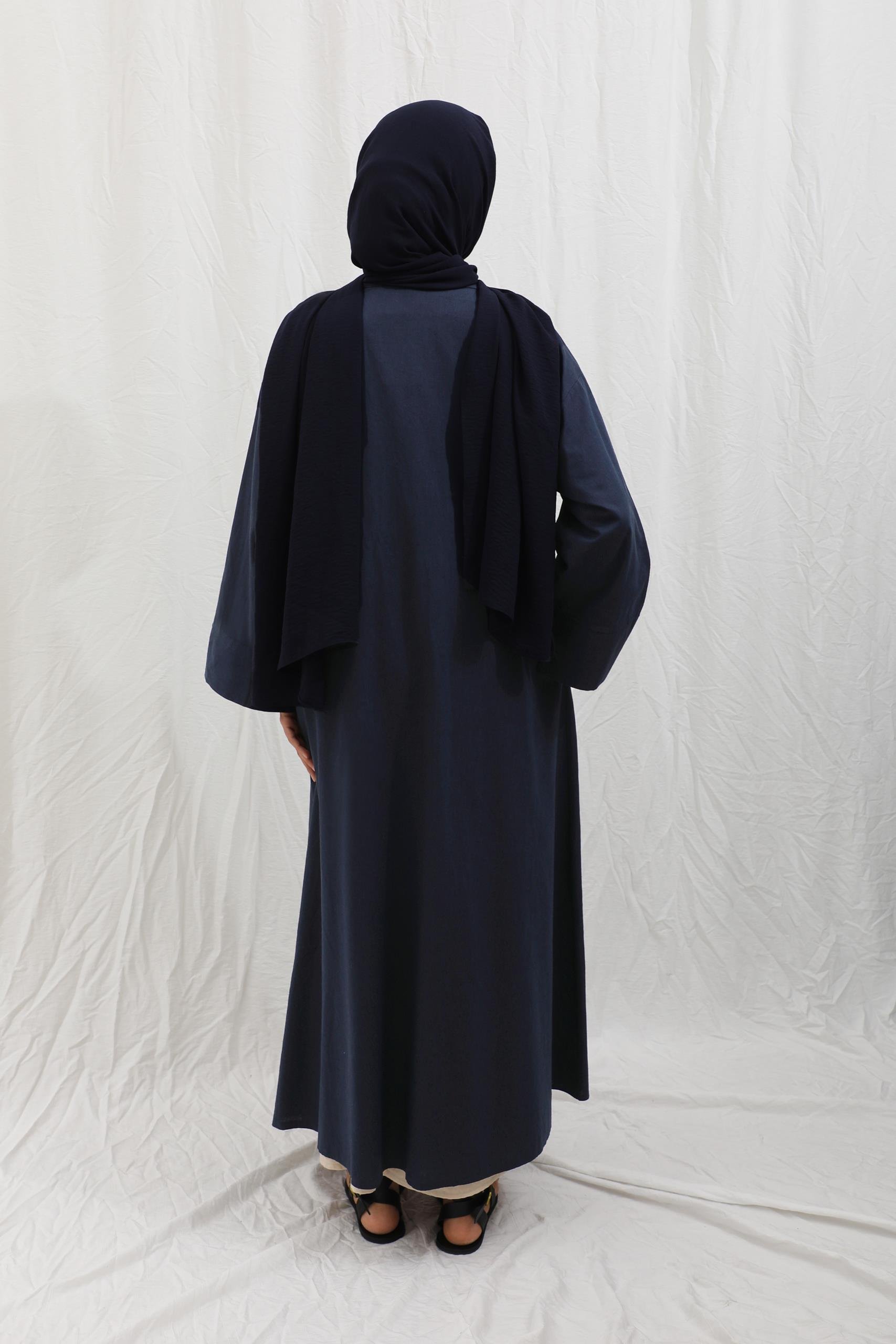 Önden Bağlamalı Abaya Lacivert