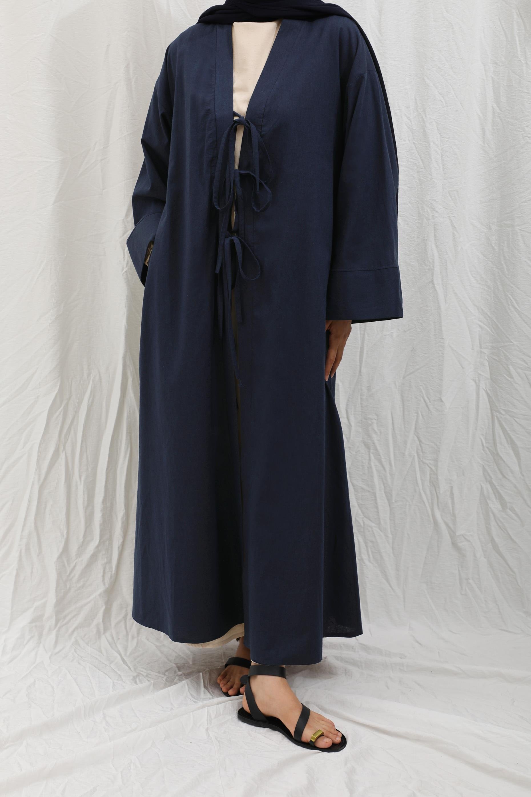 Önden Bağlamalı Abaya Lacivert