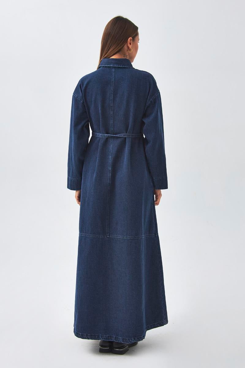 Oversize Denim Elbise Açık Mavi