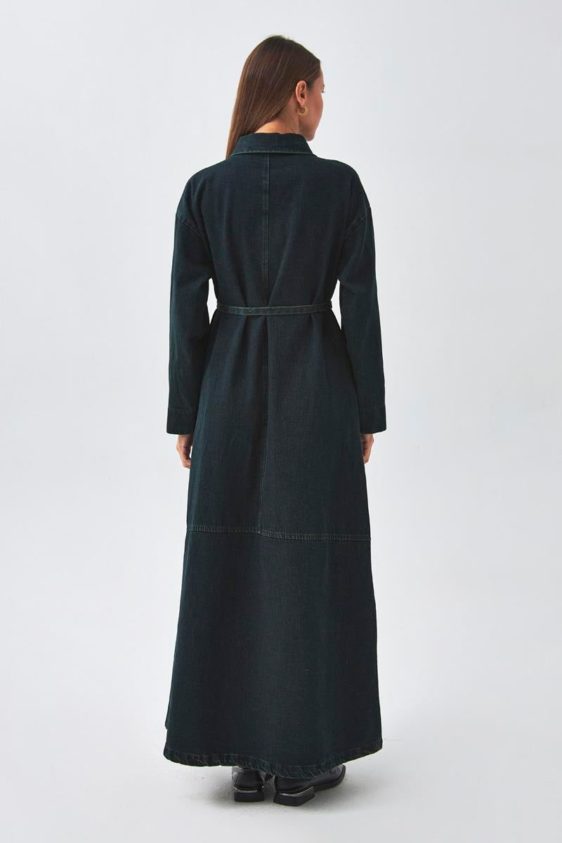 Oversize Denim Elbise Koyu Mavi