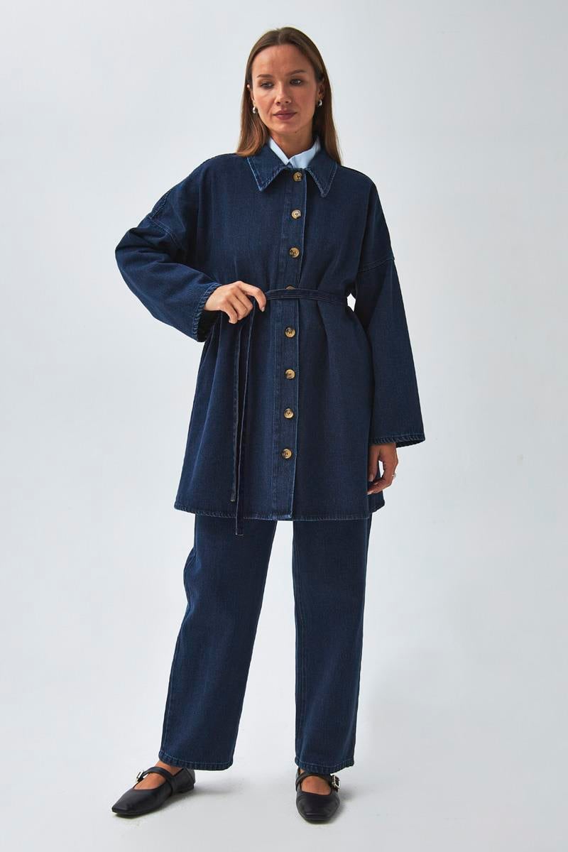 Oversize Denim Gömlek Açık Mavi