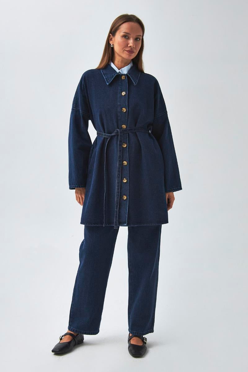 Oversize Denim Gömlek Açık Mavi