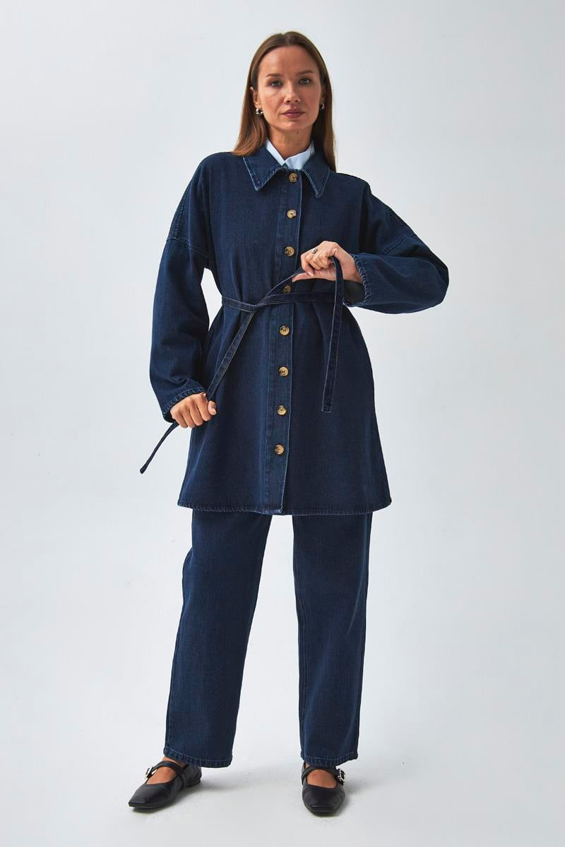 Oversize Denim Gömlek Açık Mavi