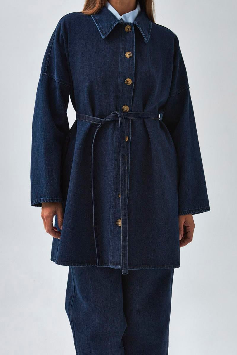 Oversize Denim Gömlek Açık Mavi