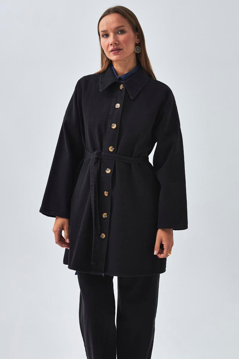 Oversize Denim Gömlek Siyah