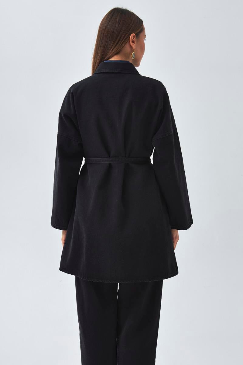 Oversize Denim Gömlek Siyah