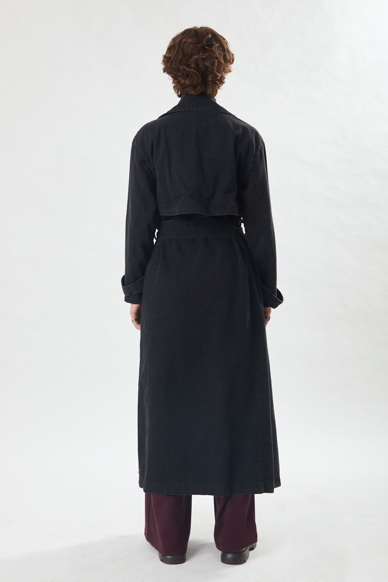Oversize Denim Trençkot Siyah