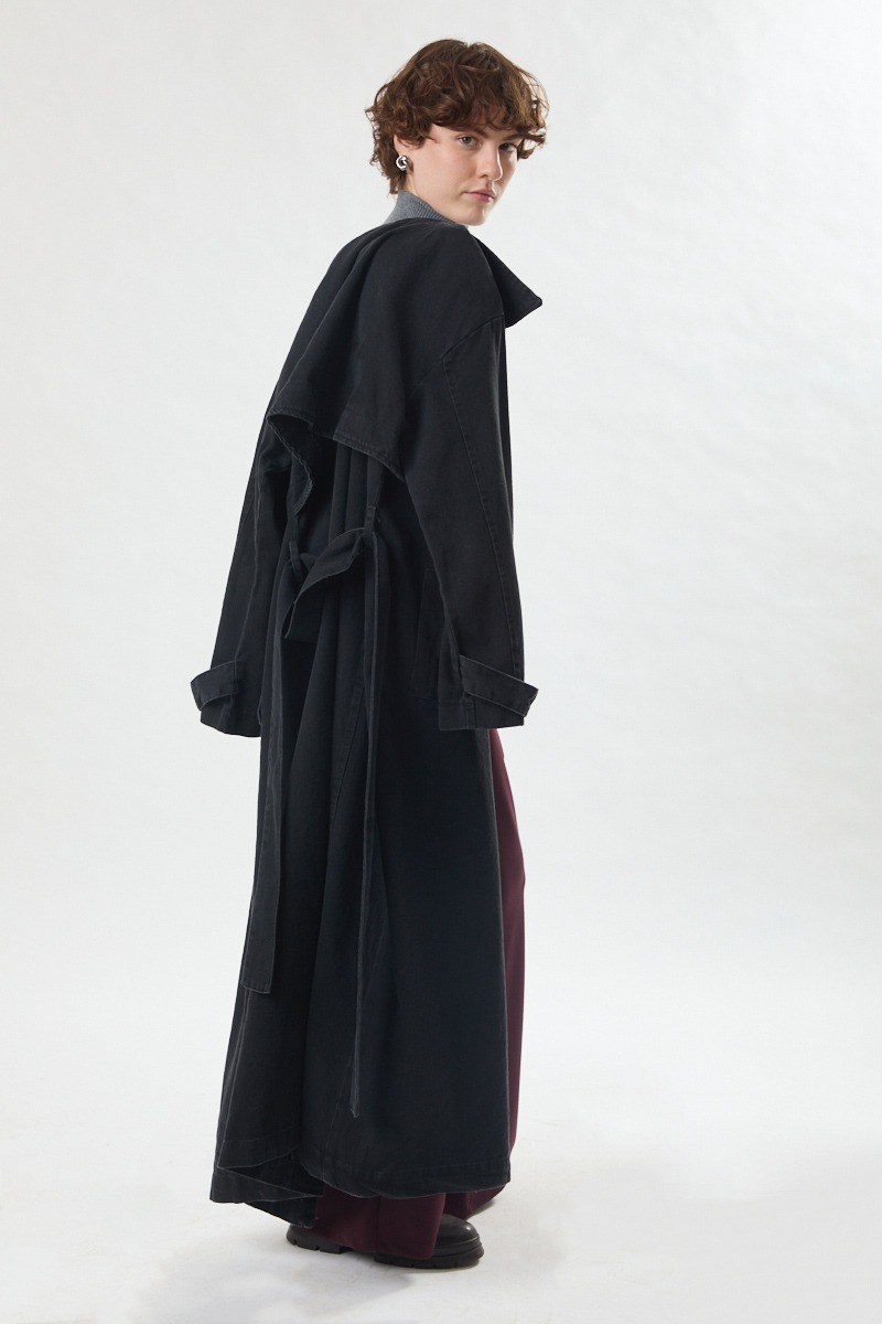 Oversize Denim Trençkot Siyah
