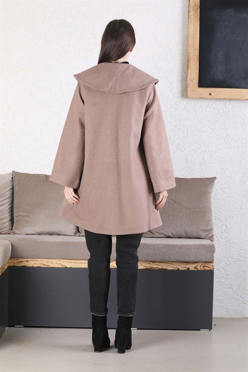 Oversize Kaşe Kaban Vizon