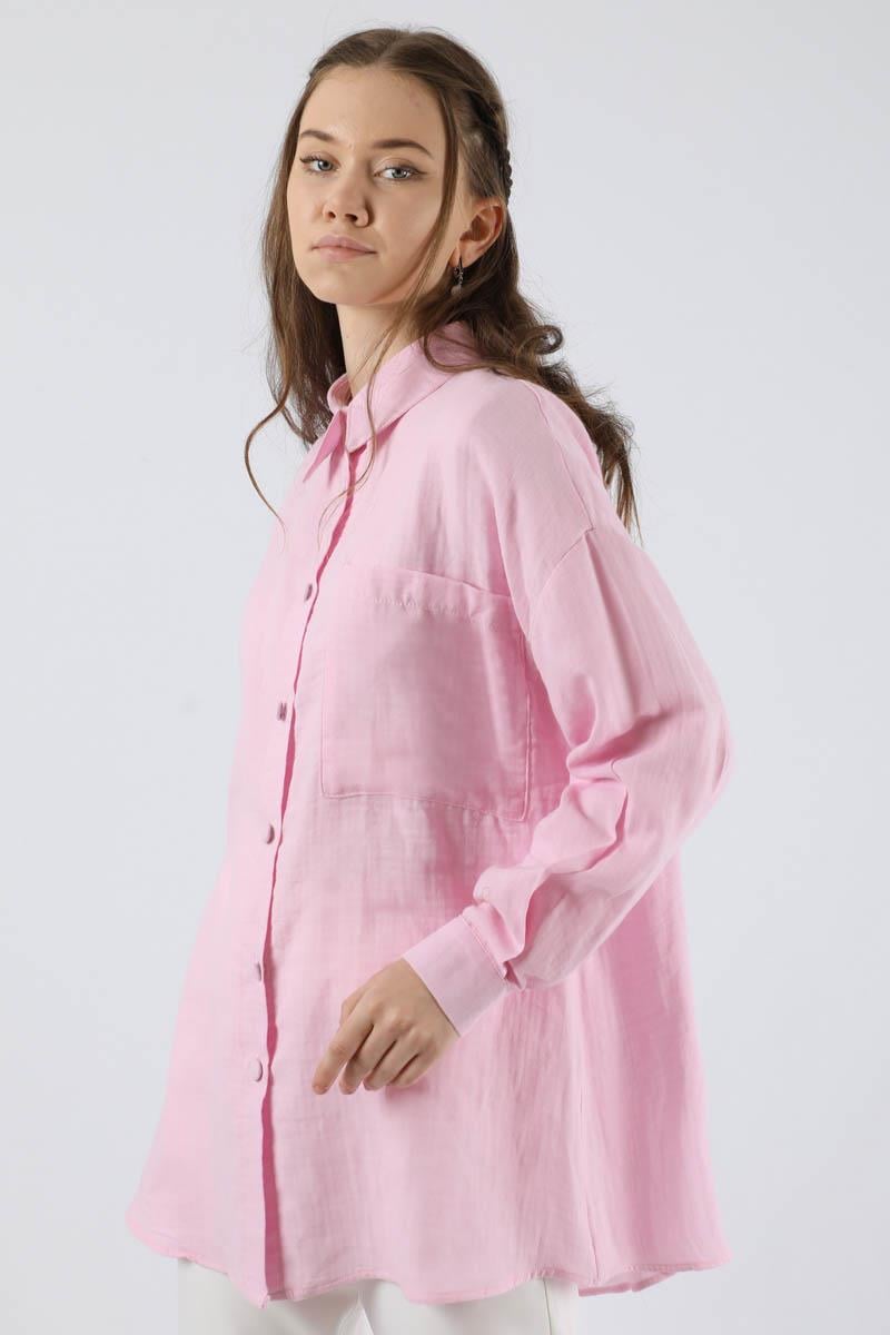 Oversize Müslin Gömlek Pembe