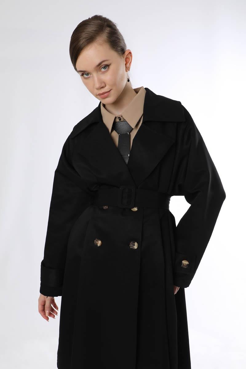 Oversize Trençkot Siyah