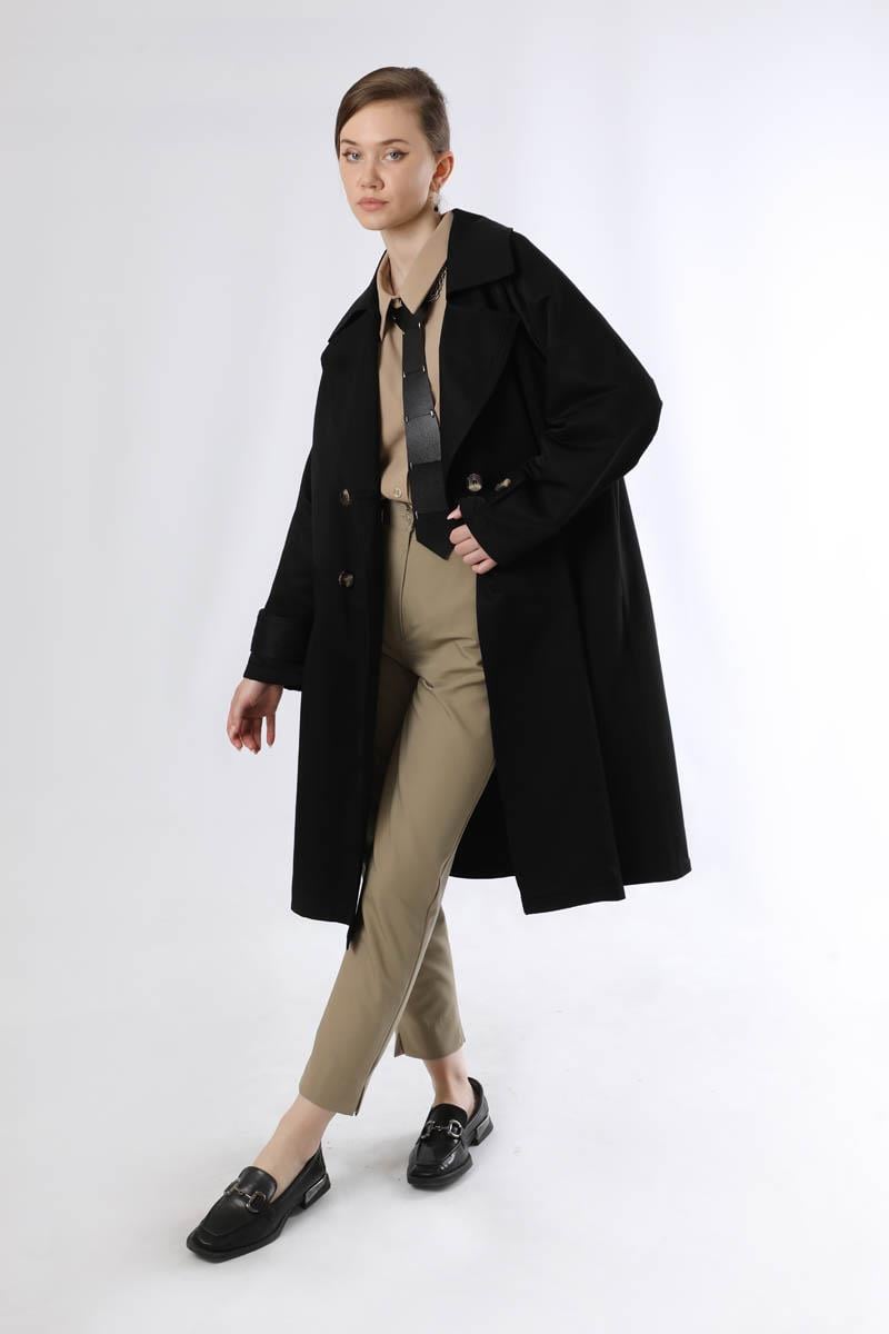Oversize Trençkot Siyah