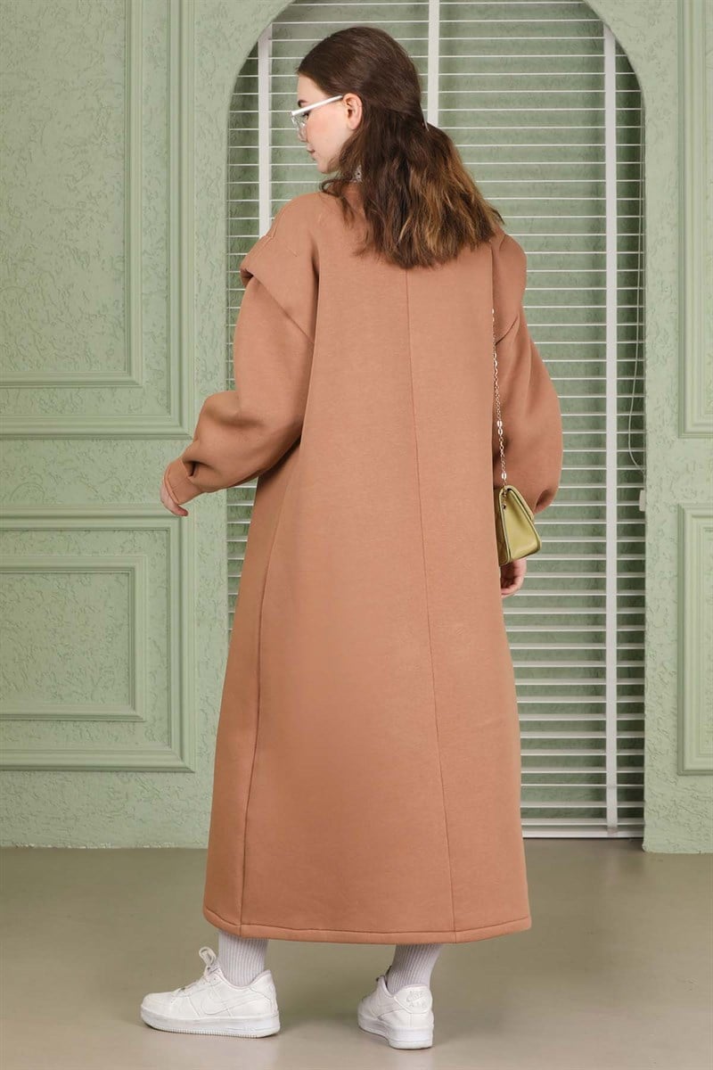 Oversize Üç İplik Elbise Bej
