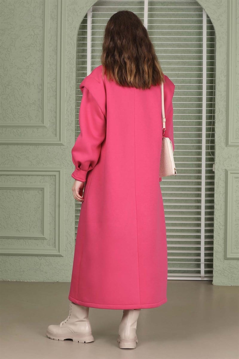 Oversize Üç İplik Elbise Pembe