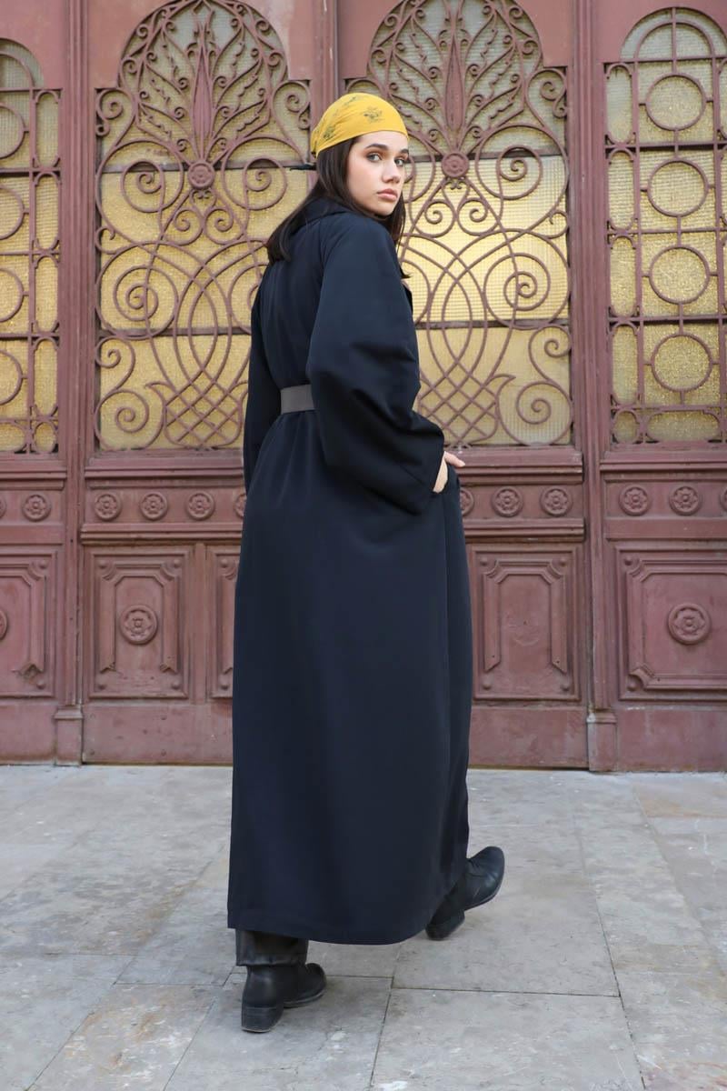 Oversize Vintage Trençkot Siyah