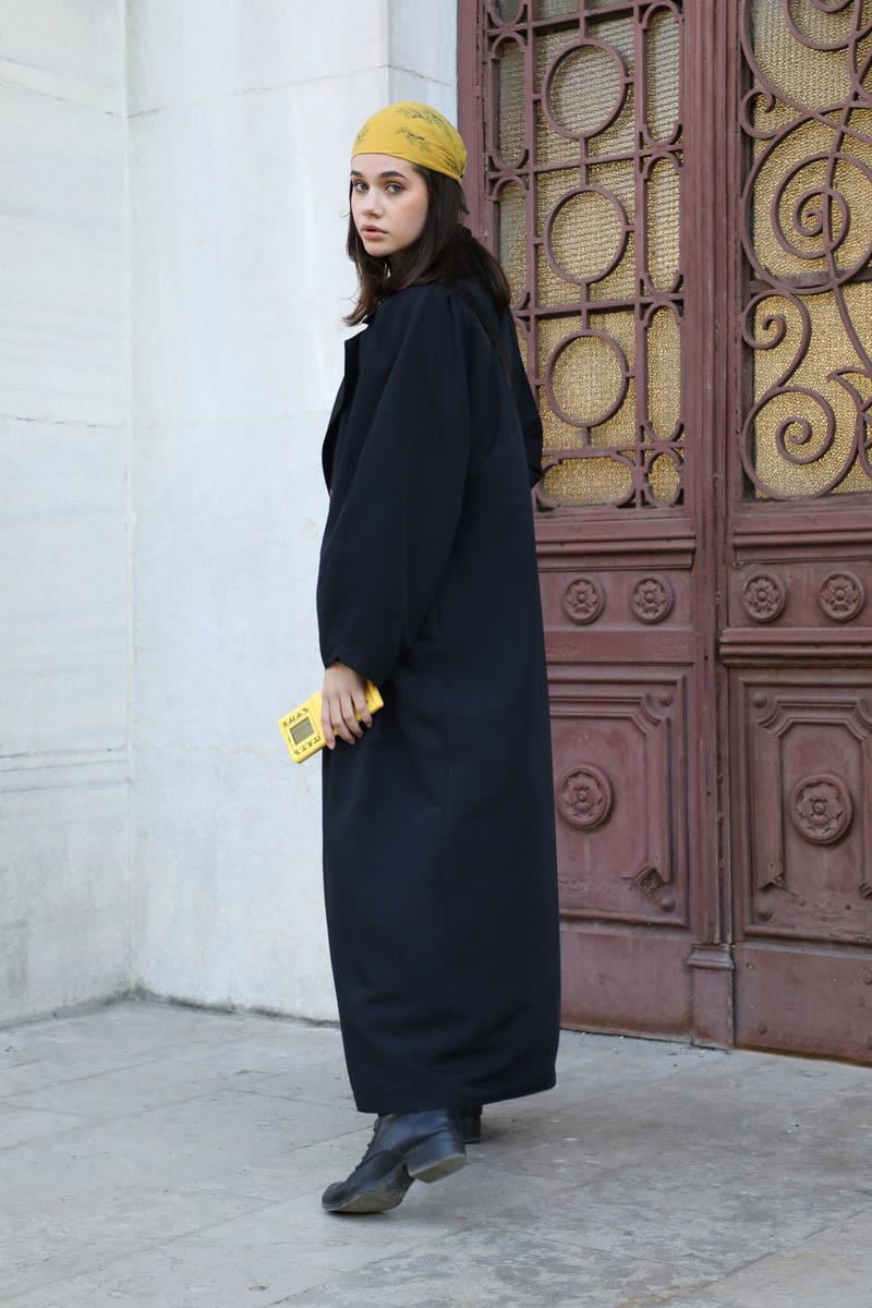 Oversize Vintage Trençkot Siyah