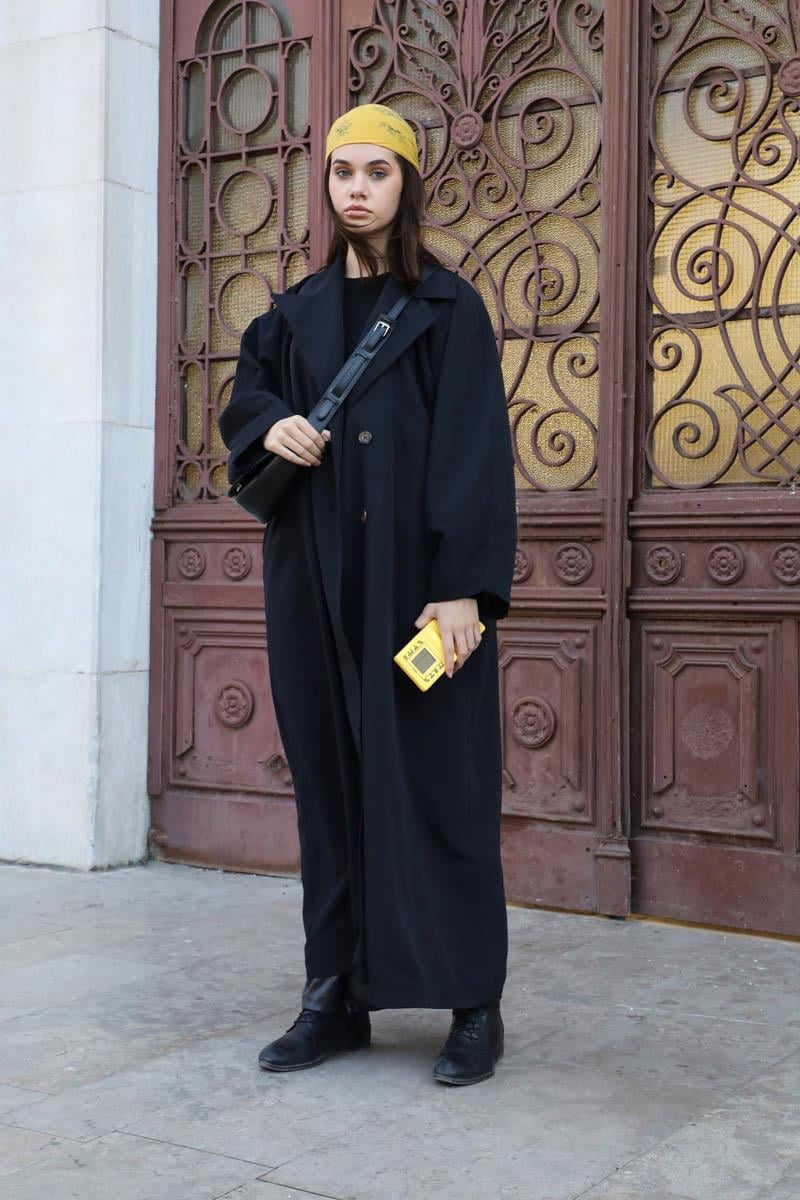 Oversize Vintage Trençkot Siyah