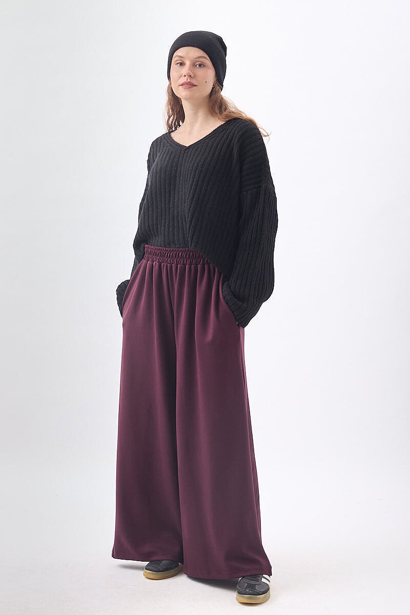 Oysho Geniş Pantolon Bordo