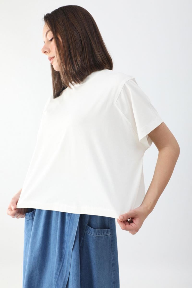 Pamuklu Kısa Kollu Tişört Beyaz