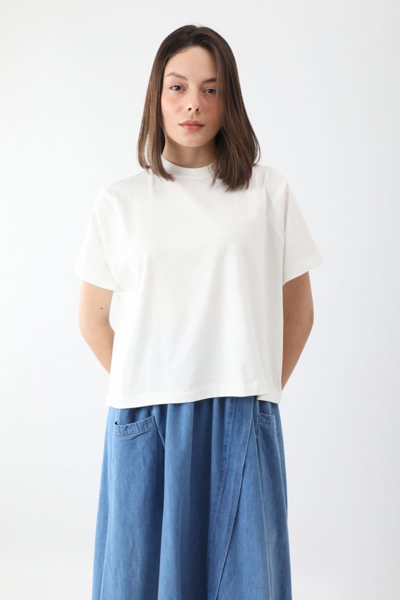 Pamuklu Kısa Kollu Tişört Beyaz