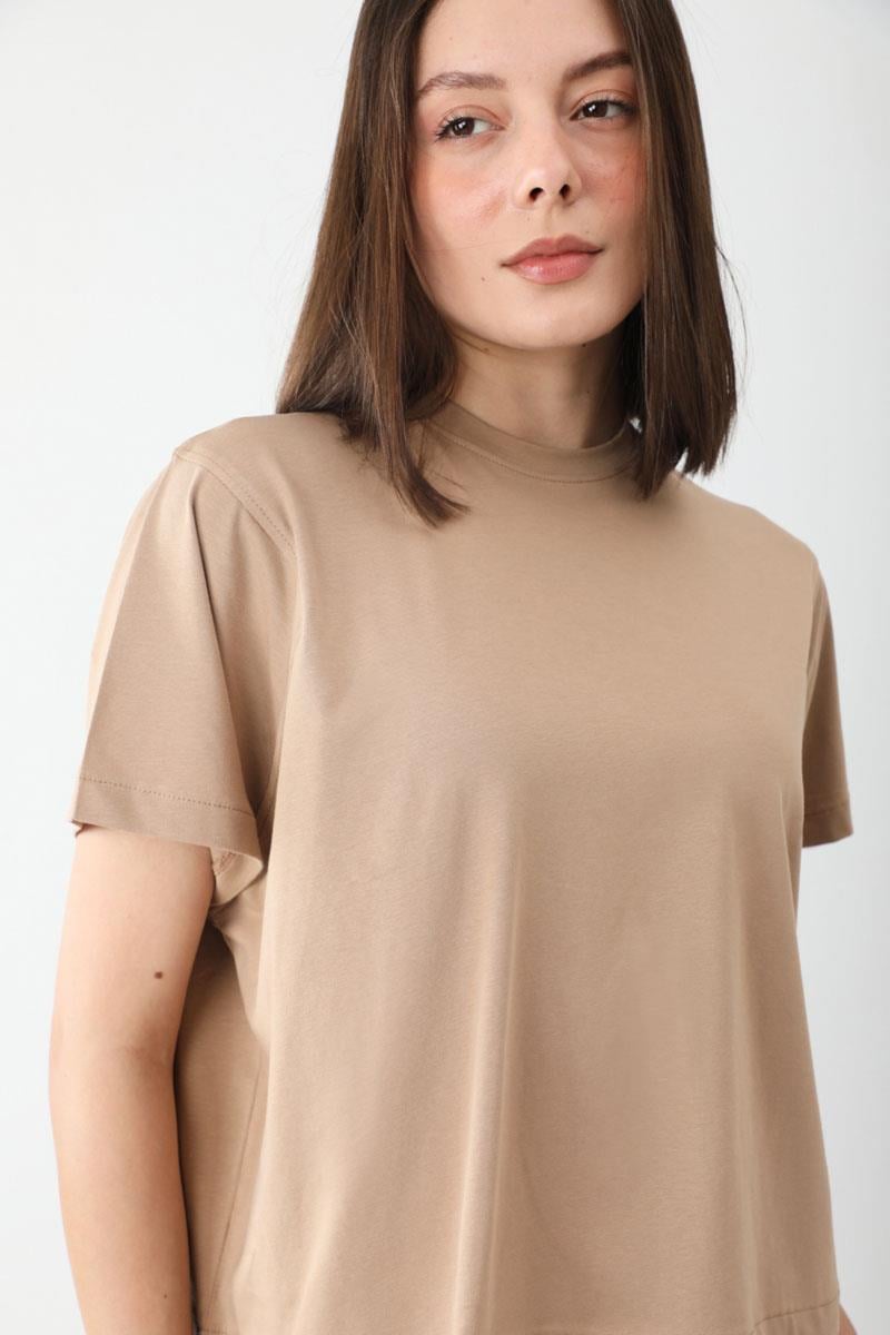 Pamuklu Kısa Kollu Tişört Camel