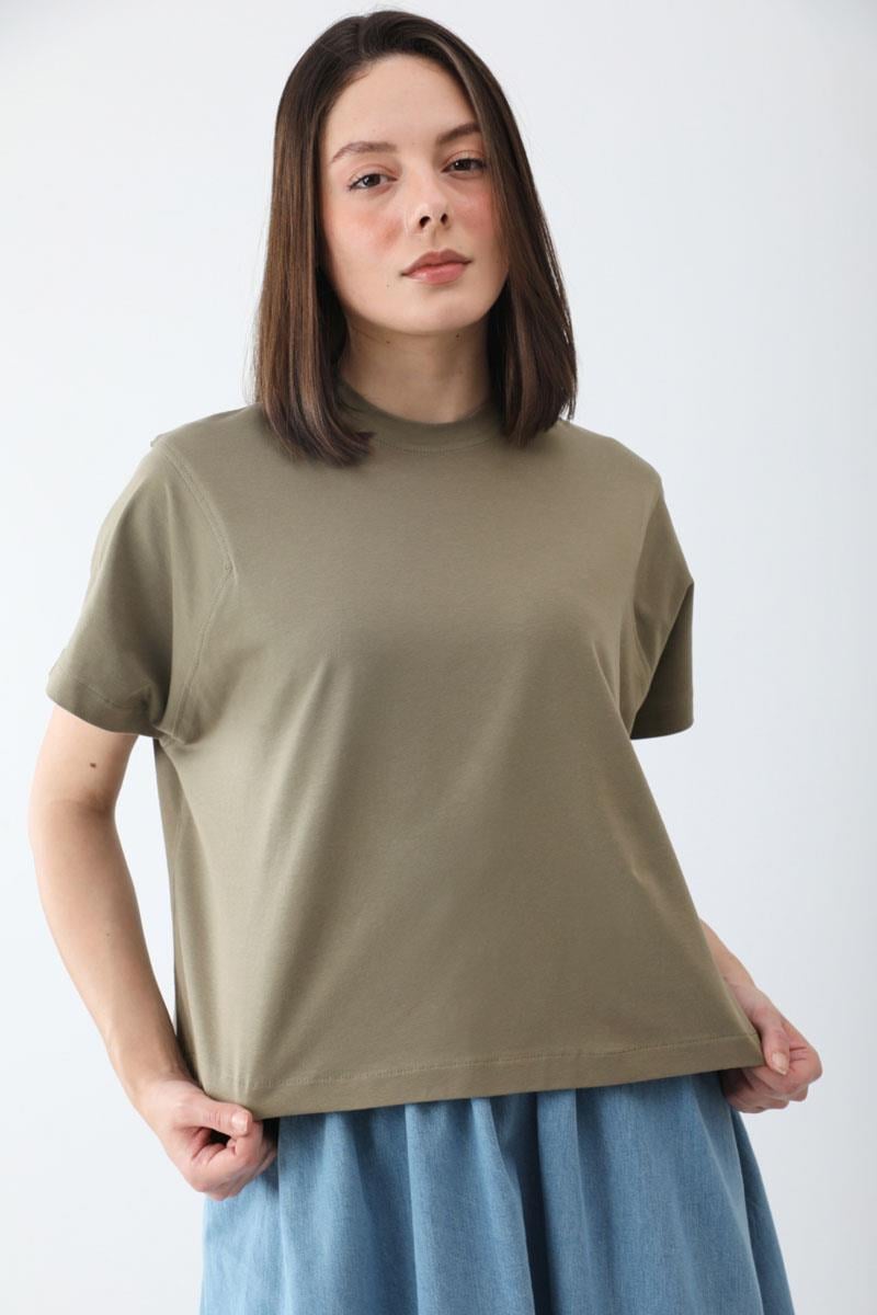 Pamuklu Kısa Kollu Tişört Haki
