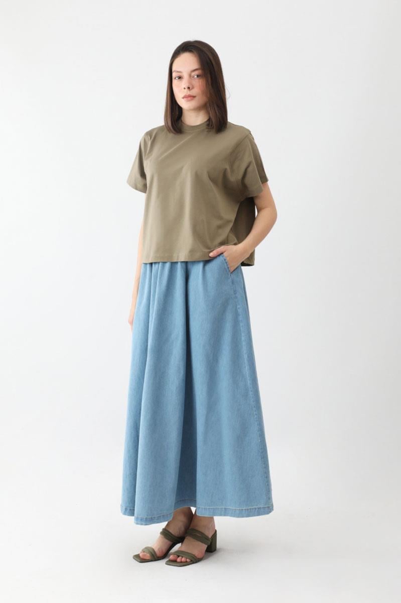 Pamuklu Kısa Kollu Tişört Haki