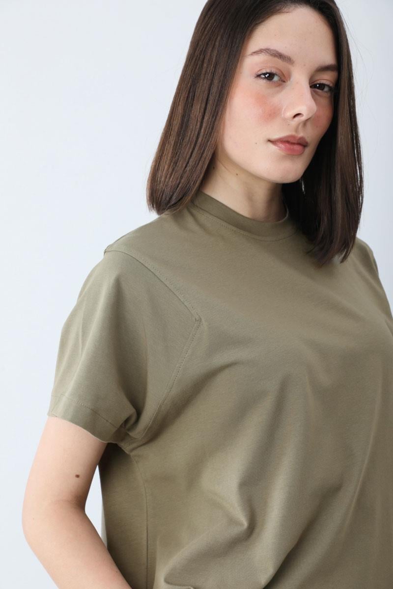 Pamuklu Kısa Kollu Tişört Haki