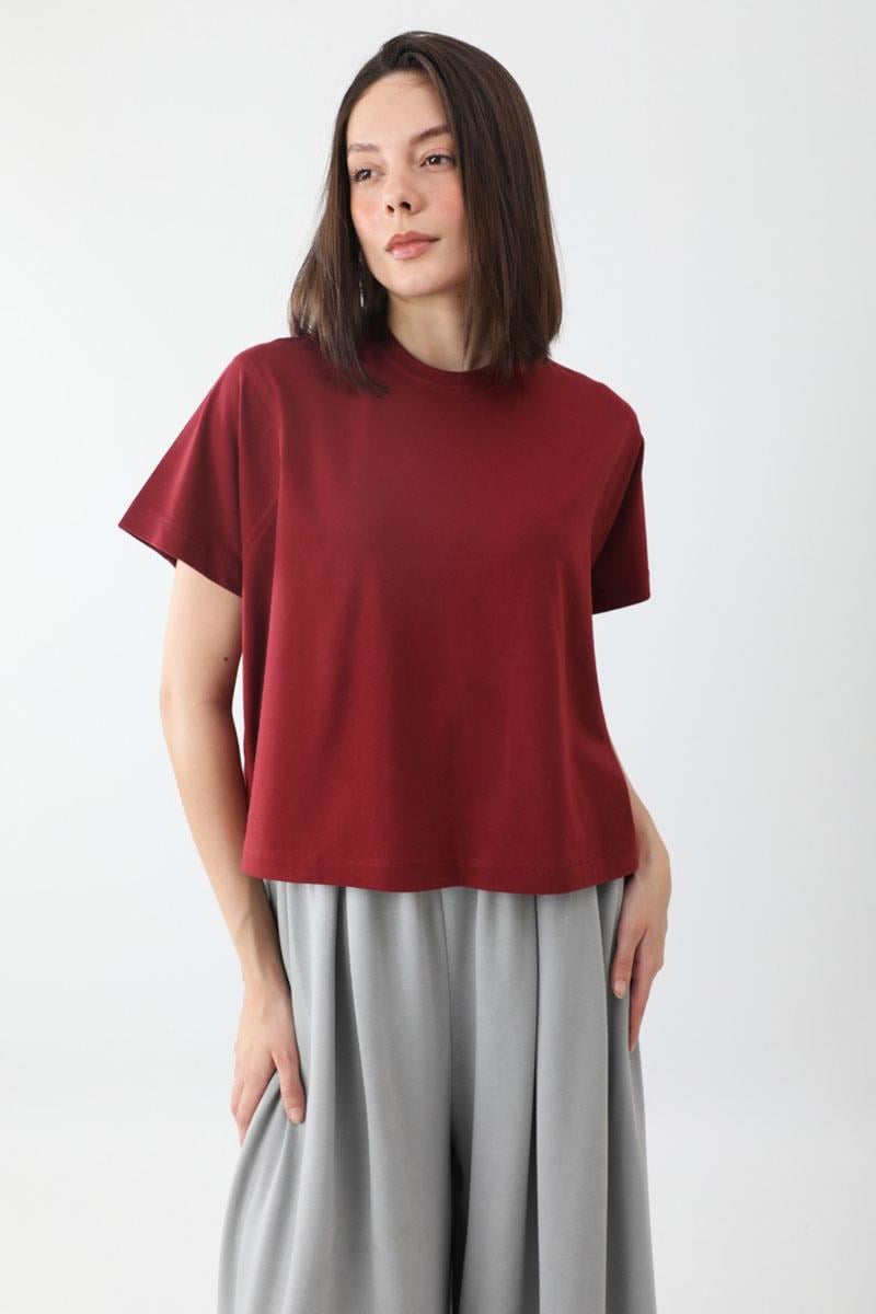 Pamuklu Kısa Kollu Tişört Kırmızı