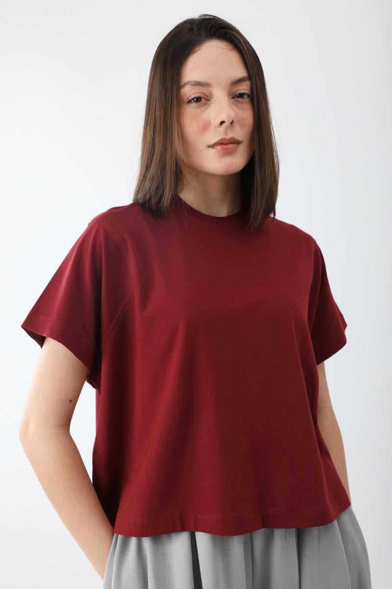 Pamuklu Kısa Kollu Tişört Kırmızı