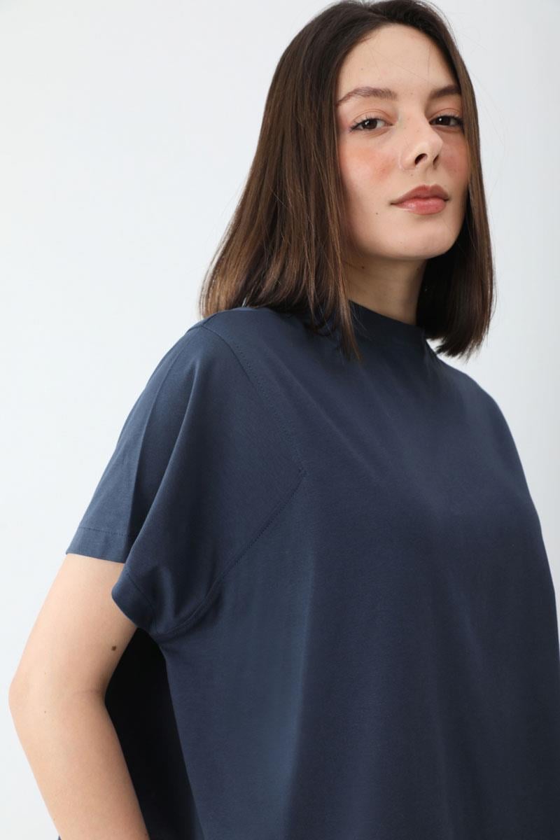 Pamuklu Kısa Kollu Tişört Lacivert