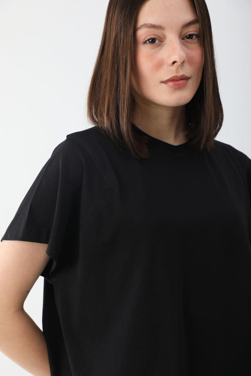 Pamuklu Kısa Kollu Tişört Siyah