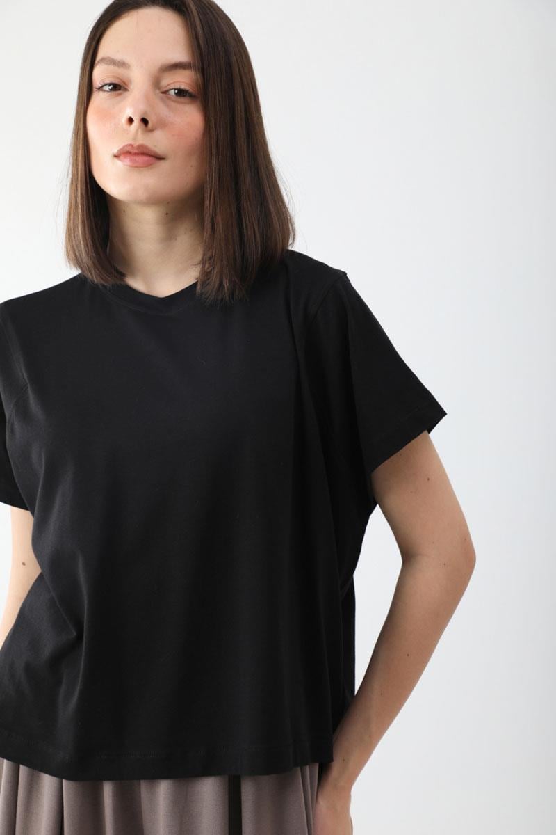 Pamuklu Kısa Kollu Tişört Siyah