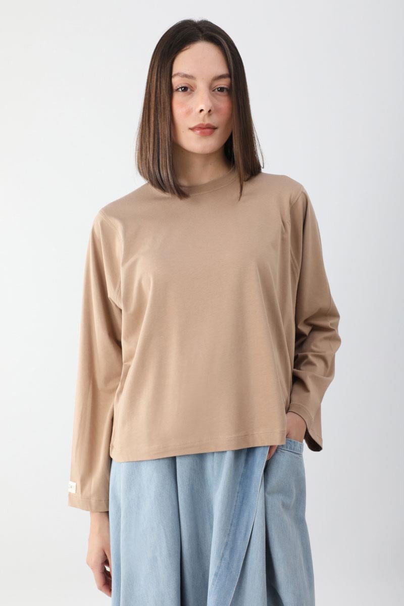 Pamuklu Uzun Kollu Tişört Camel