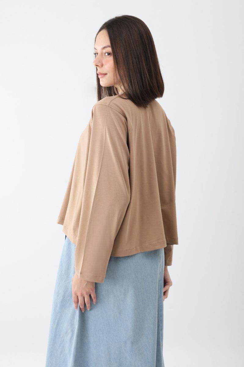 Pamuklu Uzun Kollu Tişört Camel