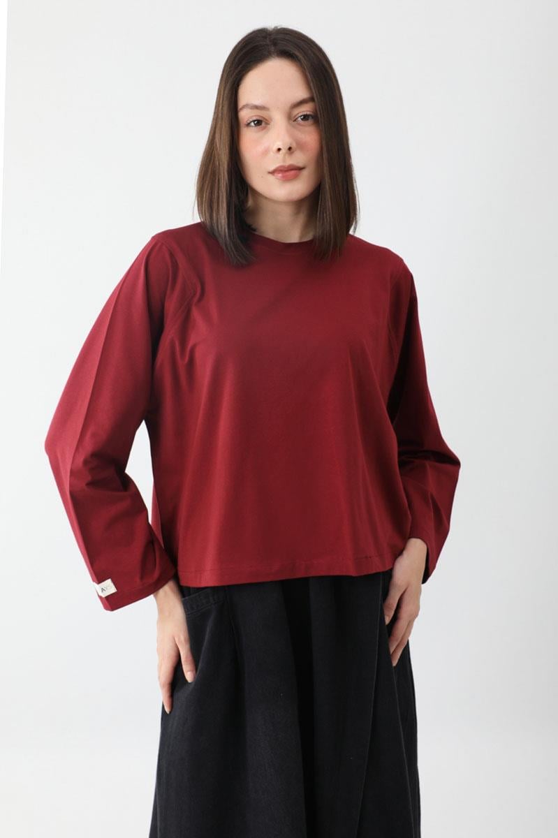 Pamuklu Uzun Kollu Tişört Kırmızı