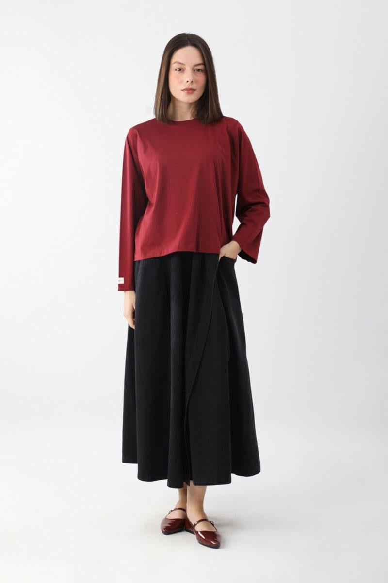 Pamuklu Uzun Kollu Tişört Kırmızı