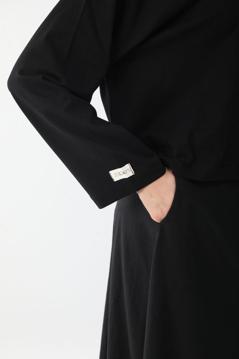 Pamuklu Uzun Kollu Tişört Siyah